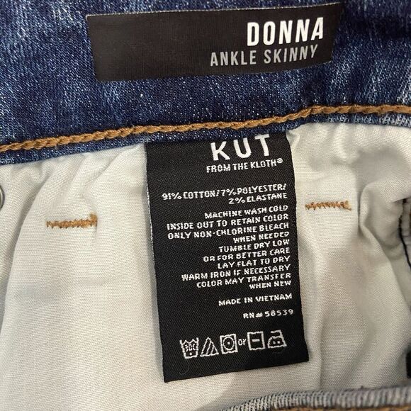 Kut From The Kloth Donna Ankle Skinny Distressed Jeans Blue Size 6 - Picture 6 of 9